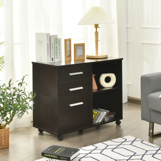 3-Drawer Mobile Lateral File Cabinet Printer Stand-Black W2B