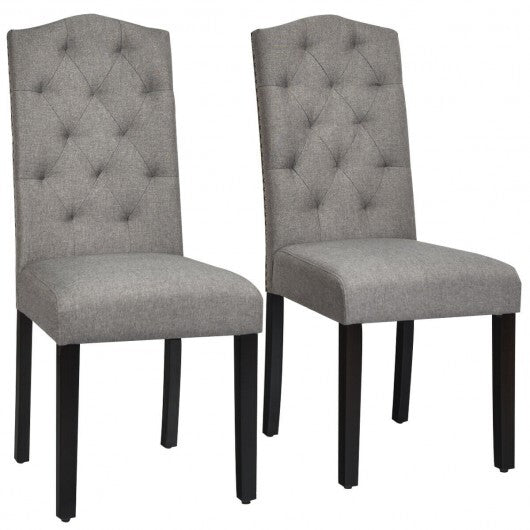 Set of 2 Tufted Upholstered Dining Chairs-Gray