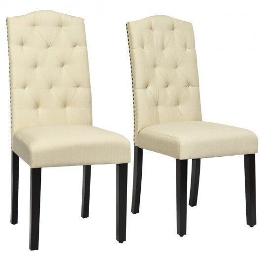 Set of 2 Tufted Upholstered Dining Chairs-Gray