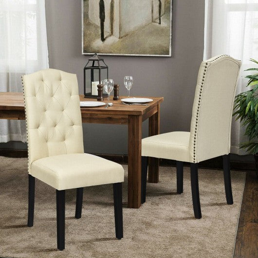 Set of 2 Tufted Upholstered Dining Chairs-Gray