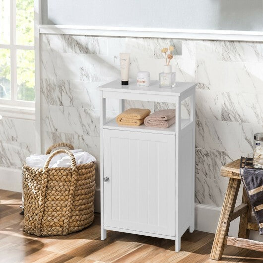 Floor Cabinet Multifunction Storage Rack Organizer Stand - Color: White W2B