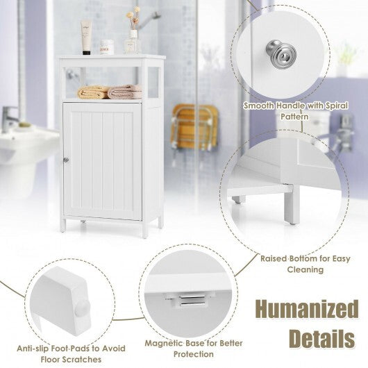 Bathroom Wooden Floor Cabinet with Multifunction Storage Rack-Gray W2B