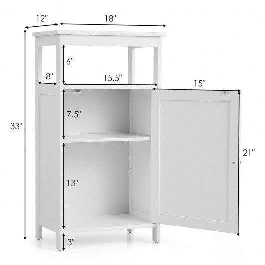 Bathroom Wooden Floor Cabinet with Multifunction Storage Rack-Gray W2B