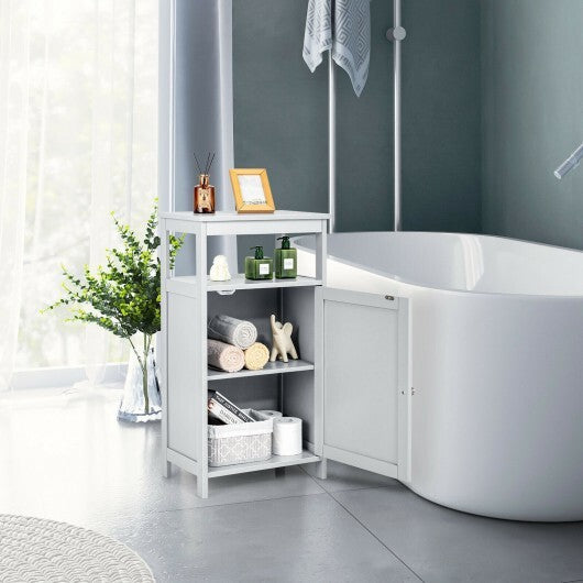Bathroom Wooden Floor Cabinet with Multifunction Storage Rack-Gray W2B