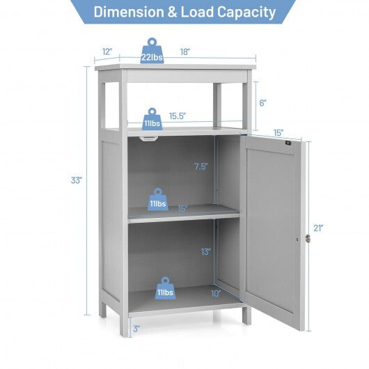 Bathroom Wooden Floor Cabinet with Multifunction Storage Rack-Gray W2B