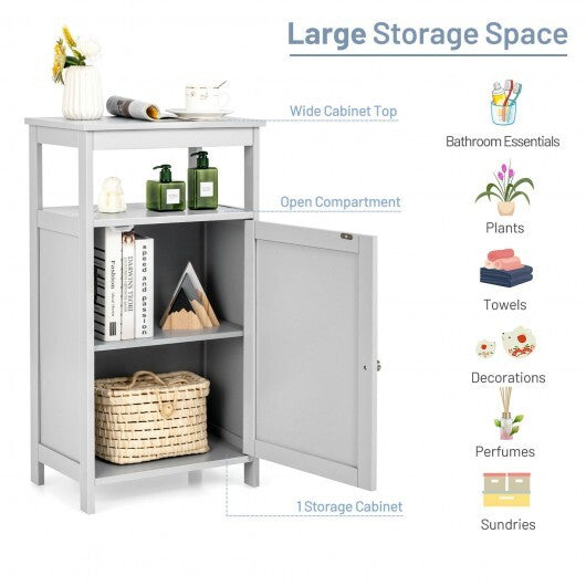Bathroom Wooden Floor Cabinet with Multifunction Storage Rack-Gray W2B