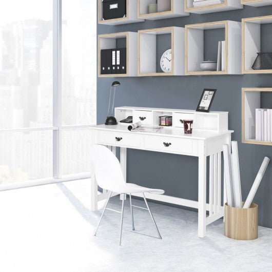 Home Office Writing Desk with 4 Drawer Computer Study Table - Color: White W2B