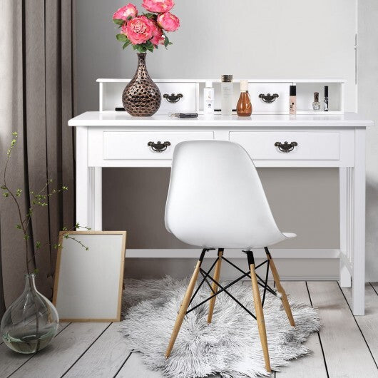 Home Office Writing Desk with 4 Drawer Computer Study Table - Color: White W2B
