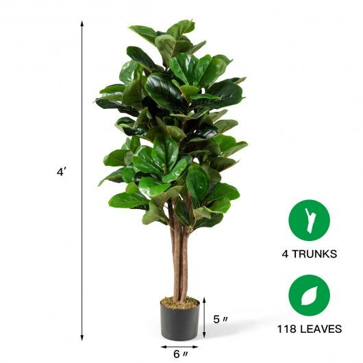 4 Feet Artificial Fiddle Leaf Fig Tree Decorative Planter W2B