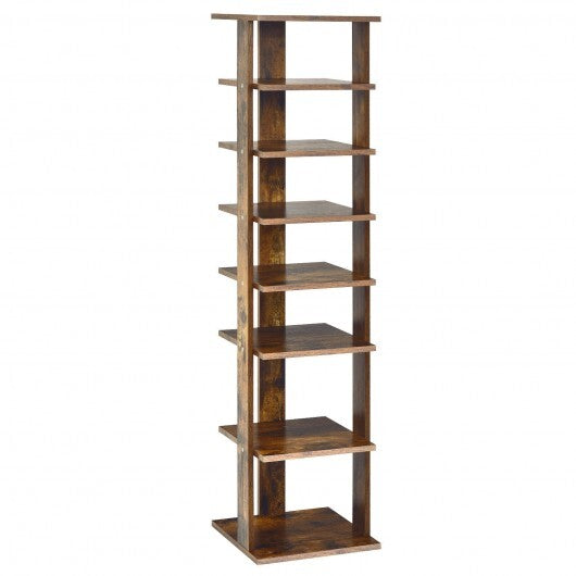 Wooden Shoes Storage Stand 7 Tiers Shoe Rack Organizer Multi-shoe Rack Shoebox-Rustic Brown - Color: Rustic Brown W2B