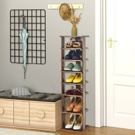 Wooden Shoes Storage Stand 7 Tiers Shoe Rack Organizer Multi-shoe Rack Shoebox-Rustic Brown - Color: Rustic Brown W2B