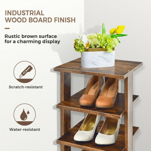 Wooden Shoes Storage Stand 7 Tiers Shoe Rack Organizer Multi-shoe Rack Shoebox-Rustic Brown - Color: Rustic Brown W2B