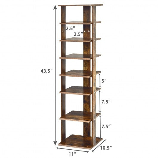 Wooden Shoes Storage Stand 7 Tiers Shoe Rack Organizer Multi-shoe Rack Shoebox-Rustic Brown - Color: Rustic Brown W2B