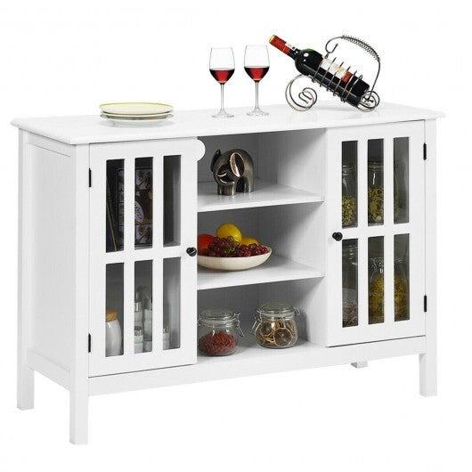 Wooden TV Stand Console Cabinet for 50 Inch TV-White W2B