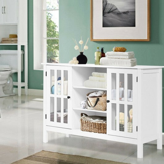 Wooden TV Stand Console Cabinet for 50 Inch TV-White W2B