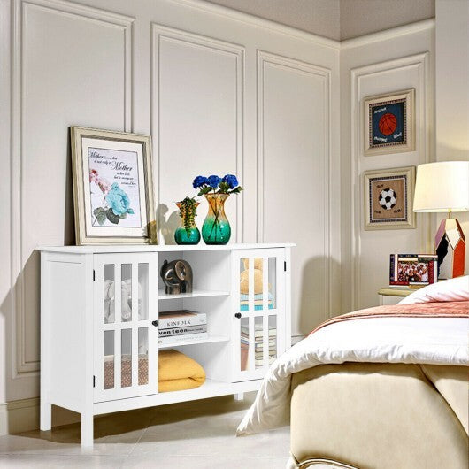 Wooden TV Stand Console Cabinet for 50 Inch TV-White W2B