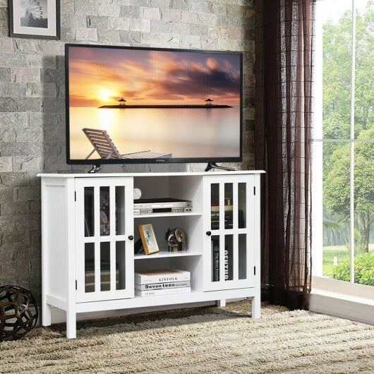 Wooden TV Stand Console Cabinet for 50 Inch TV-White W2B