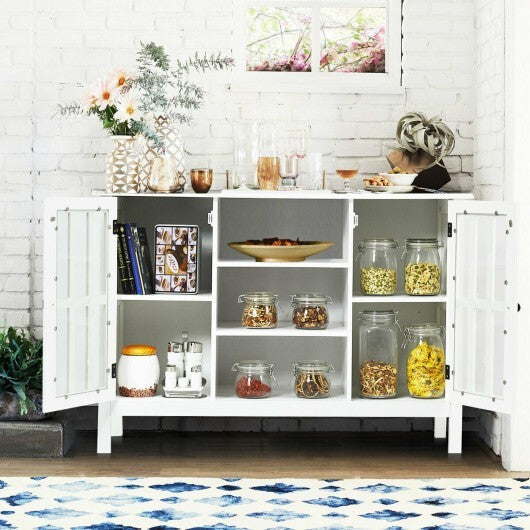 Wooden TV Stand Console Cabinet for 50 Inch TV-White W2B