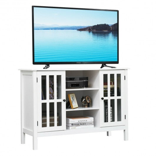 Wooden TV Stand Console Cabinet for 50 Inch TV-White W2B