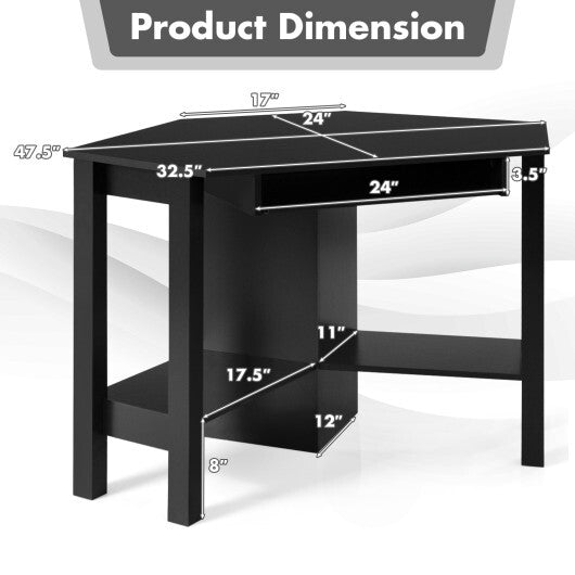 Wooden Study Computer Corner Desk with Drawer-White