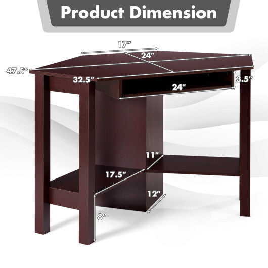 Wooden Study Computer Corner Desk with Drawer-White