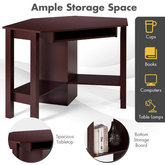 Wooden Study Computer Corner Desk with Drawer-White