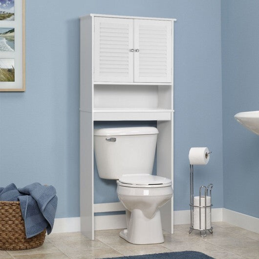Over The Toilet Storage Cabinet with Double Doors and Adjustable Shelf W2B