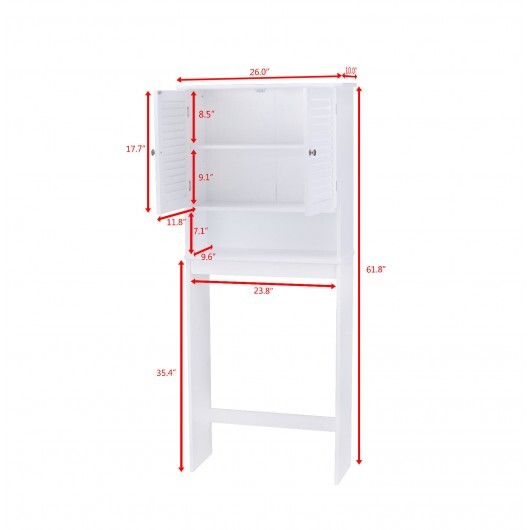 Over The Toilet Storage Cabinet with Double Doors and Adjustable Shelf W2B