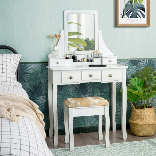 5 Drawers Removable Box Makeup Dressing Vanity Set-Black