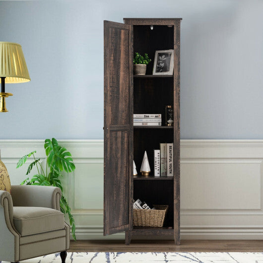 Linen Tower Bathroom Storage Cabinet Tall Slim Side Organizer with Shelf-White W2B