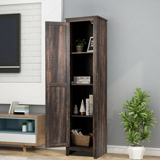 Linen Tower Bathroom Storage Cabinet Tall Slim Side Organizer with Shelf-White W2B