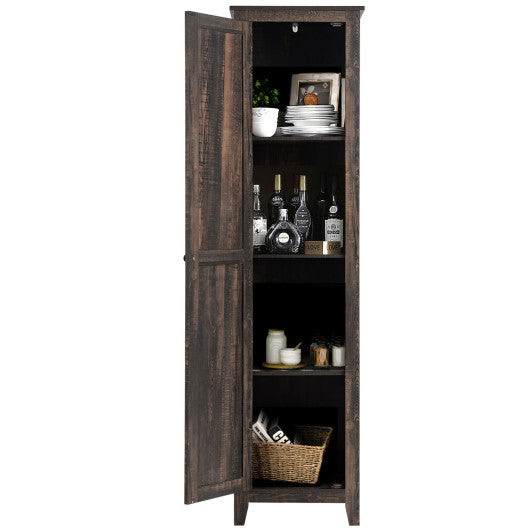 Linen Tower Bathroom Storage Cabinet Tall Slim Side Organizer with Shelf-White W2B