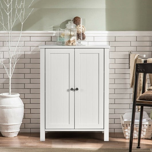 2-Door Bathroom Floor Storage Cabinet with Adjustable Shelf W2B