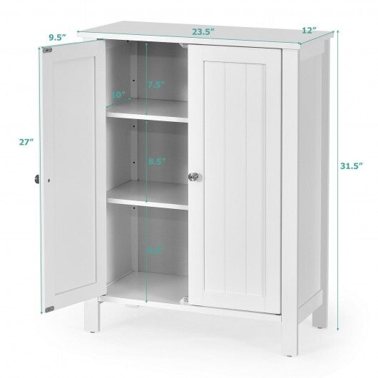 2-Door Bathroom Floor Storage Cabinet with Adjustable Shelf W2B