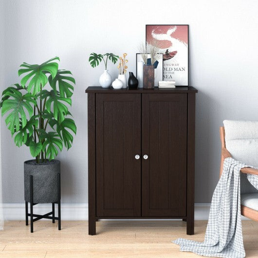 2-Door Bathroom Floor Storage Cabinet with Adjustable Shelf W2B