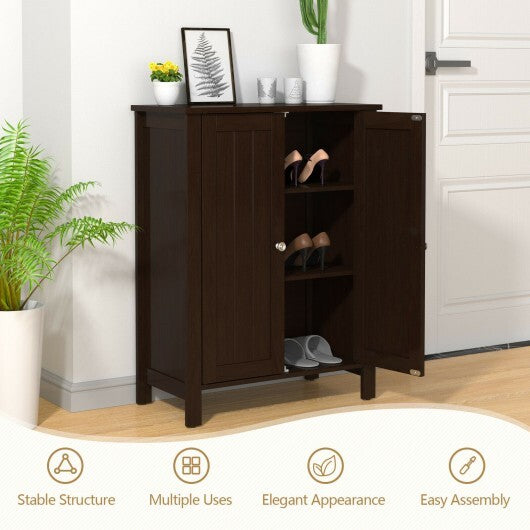 2-Door Bathroom Floor Storage Cabinet with Adjustable Shelf W2B