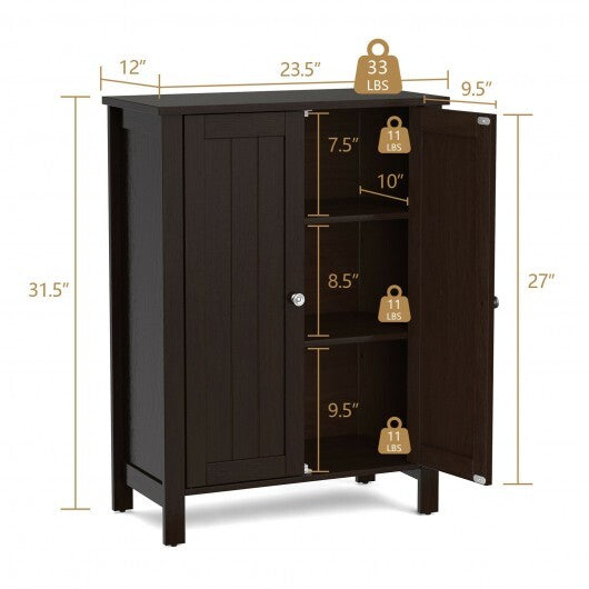 2-Door Bathroom Floor Storage Cabinet with Adjustable Shelf W2B