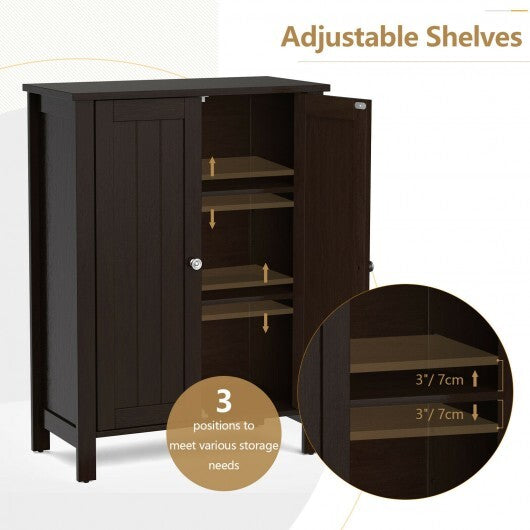 2-Door Bathroom Floor Storage Cabinet with Adjustable Shelf W2B