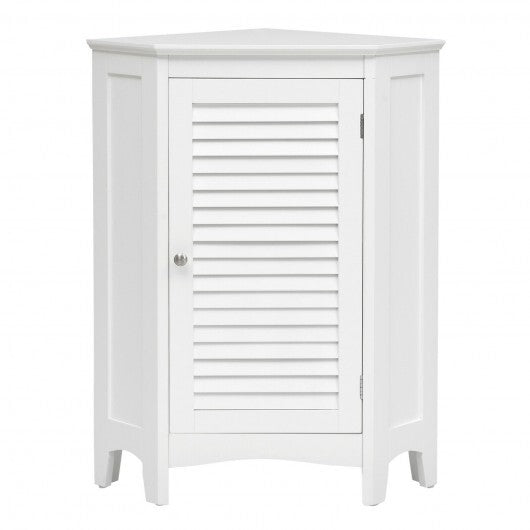Corner Storage Cabinet Free Standing Bathroom Cabinet with Shutter Door W2B