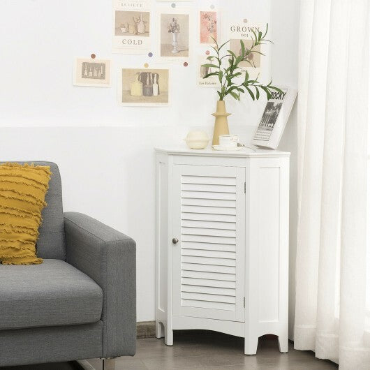Corner Storage Cabinet Free Standing Bathroom Cabinet with Shutter Door W2B