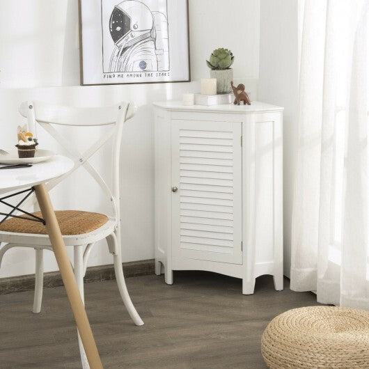 Corner Storage Cabinet Free Standing Bathroom Cabinet with Shutter Door W2B