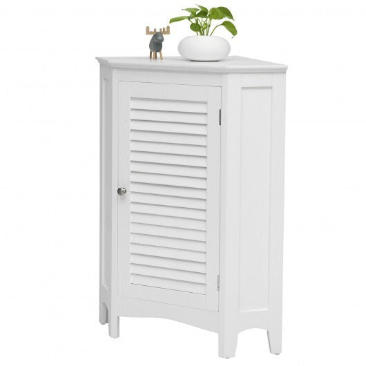 Corner Storage Cabinet Free Standing Bathroom Cabinet with Shutter Door W2B
