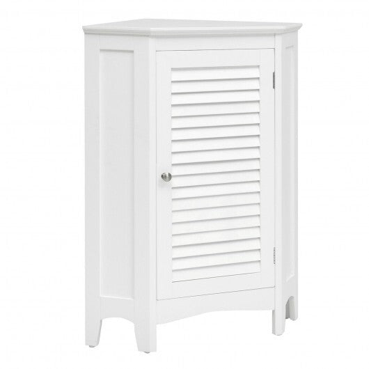 Corner Storage Cabinet Free Standing Bathroom Cabinet with Shutter Door W2B