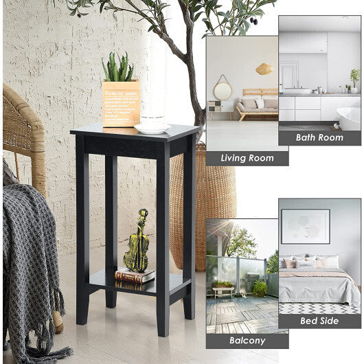Set of 2 Versatile 2-Tier End Table with Storage Shelf-White W2B