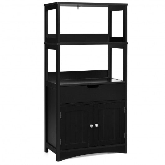 Bathroom Storage Cabinet with Drawer and Shelf Floor Cabinet-Black W2B