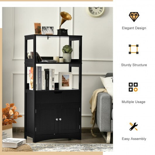 Bathroom Storage Cabinet with Drawer and Shelf Floor Cabinet-Black W2B