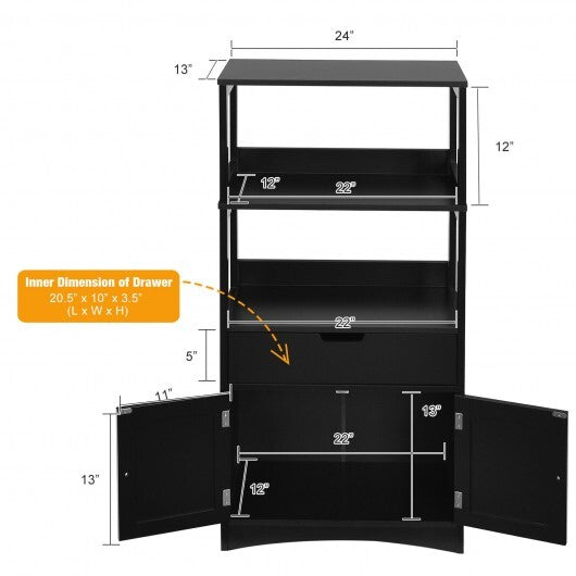 Bathroom Storage Cabinet with Drawer and Shelf Floor Cabinet-Black W2B