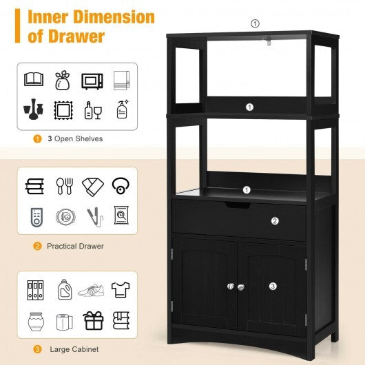 Bathroom Storage Cabinet with Drawer and Shelf Floor Cabinet-Black W2B