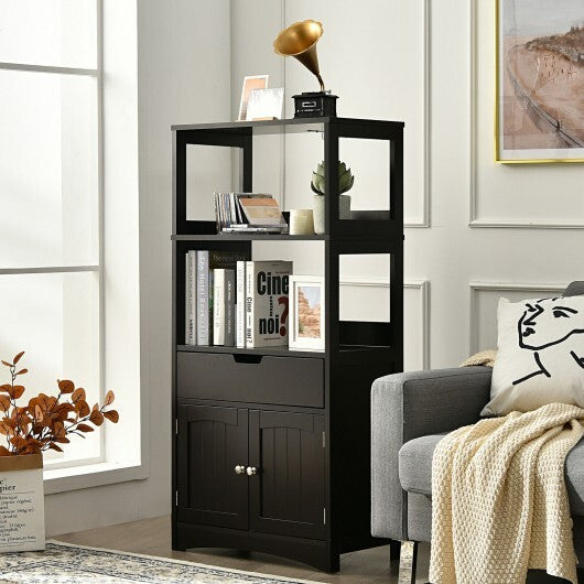 Bathroom Storage Cabinet with Drawer and Shelf Floor Cabinet-Black W2B