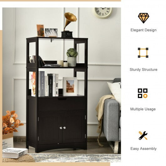 Bathroom Storage Cabinet with Drawer and Shelf Floor Cabinet-Black W2B